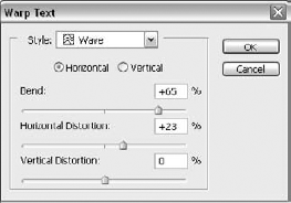 The Warp Text dialog box