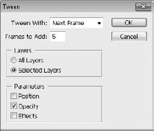 I customized the Tween dialog box to fit my animation properties.