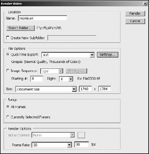 The Render Video dialog box allows you to define the options used when rendering video and animation projects to video files.