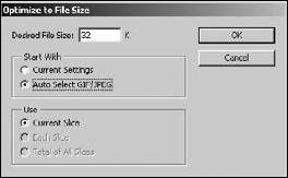 The Optimize to File Size menu option in the file output settings pane allows you to specify a desired output size for the image, and Photoshop automatically sets the output options necessary to result in the specified file size.