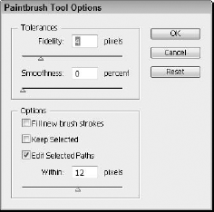 Double-click the Paintbrush tool, and the Paintbrush Tool Preferences dialog box opens.