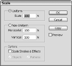 Double-click either the Scale or Shear tool to open a dialog box where you can make options choices.