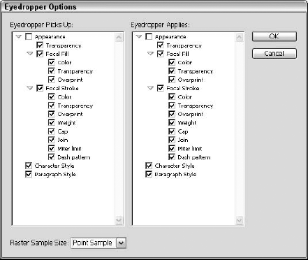 Double-click the Eyedropper tool to open the Eyedropper Options dialog box.