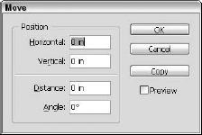 InDesign's Move dialog box is almost identical to Adobe Illustrator's Move dialog box with the exception of the Options choices.