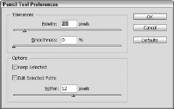 InDesign's Pencil Tool Preferences dialog box offers similar options to those in Illustrator.