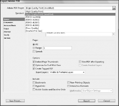 PDF presets that you develop in any CS5 application appear in the Adobe PDF Preset menu when you export to PDF.