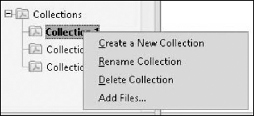 To manage collections, open a context menu on any collection name.