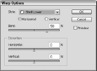 The Warp Options dialog box