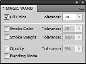 The Magic Wand palette lets you select which attributes to select.