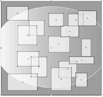 The colors in the opacity mask determine which objects are visible below.