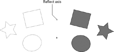 The Reflect tool mirrors the selected object on the opposite side of a designated axis. Reflect axis
