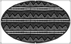An ellipse object filled with a striped pattern that runs horizontally across the object