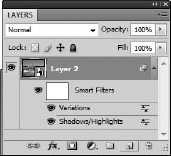 Smart Filters appear below the Smart Object layer in the Layers palette.