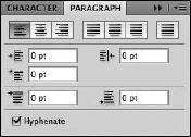 The Paragraph panel offers options for paragraph formatting.