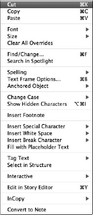 Context menus offer choices similar to the menu commands and panel options.
