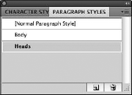 The Paragraph Styles panel