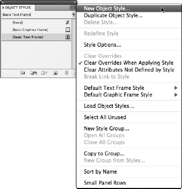Select new Object Style from the Object Styles panel menu.
