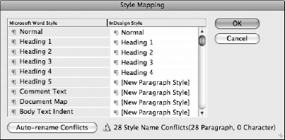 The Style Mapping dialog box