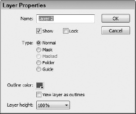 The Layer Properties dialog box lets you change the layer's name and color.