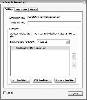 The Multimedia Properties dialog box