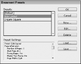 You can create and manage document presets here.