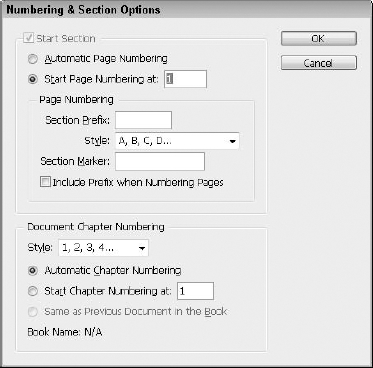 Use the New Section dialog box to add sections.
