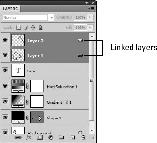 The link icon to the right of the layer name marks whether a layer is linked or unlinked.