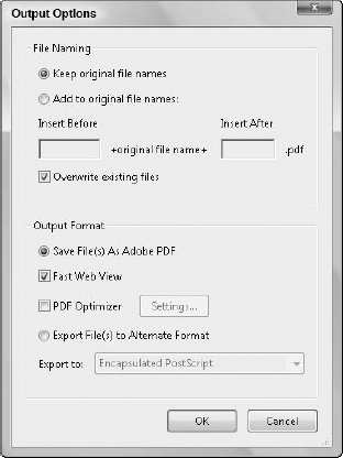 The Output Options dialog box