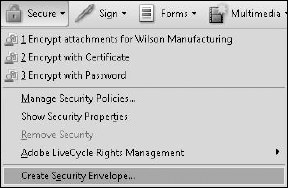 Open the Secure task button pull-down menu, and select Create Security Envelope.