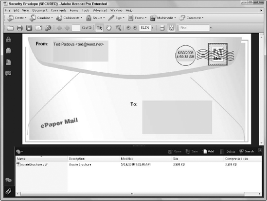 The eEnvelope is created from the template, and the Attachments pane displays the file attachments added to the envelope.