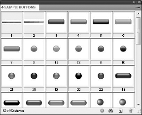 InDesign includes a library of sample buttons.