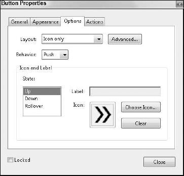 Select Rollover, and click Choose Icon again to select an icon for the rollover appearance.