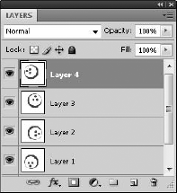 Create a layered Photoshop file with all layers containing different transformations.