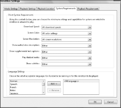 Renditions enable you to set different media settings to movie clips in the same PDF document.