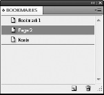 The Bookmarks palette manages all bookmarks for the document.