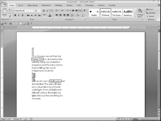 When you paste all the text into a Word processor, the marked out text appears in the new document window.