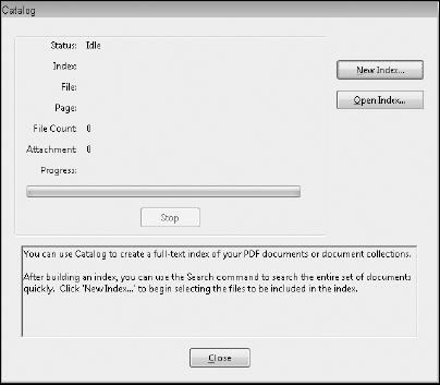 You create an index file by using the Catalog dialog box.