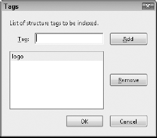 You can mark tags for searches in index files.