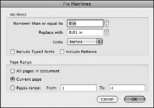 Click the Fix Hairlines tool to open the Fix Hairlines dialog box.