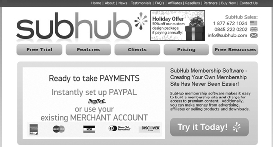 SubHub (www.subhub.com) lets you build and manage a subscription-supported web site from one place. Think of it as combining the ease of blogging with the revenues of a paid site.