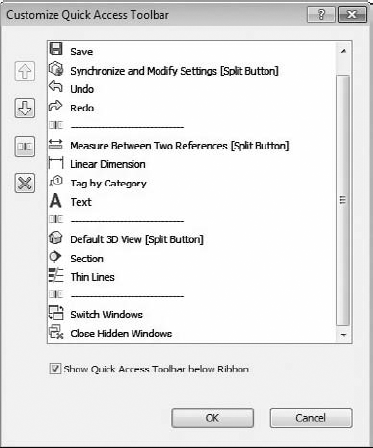 Customize Quick Access Toolbar dialog box