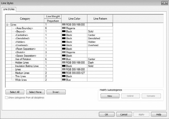 Line Styles dialog box