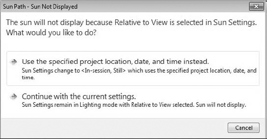 Options for sun path display