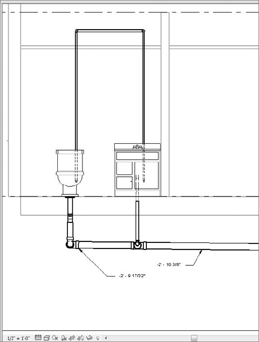 Sanitary layout with sloped piping