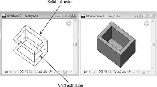 Void geometry in a solid form