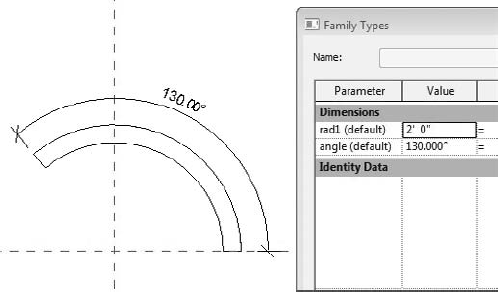 Sweep with an angular constraint for parametric behavior