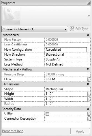 Duct connector properties