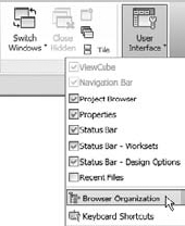 Accessing browser organization settings in the ribbon