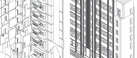 The Shell workset turned off (left) and turned on (right)