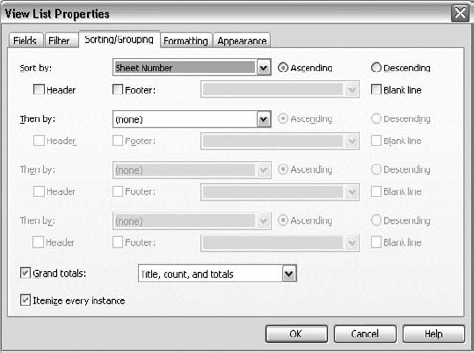 Sorting the schedule by sheet name